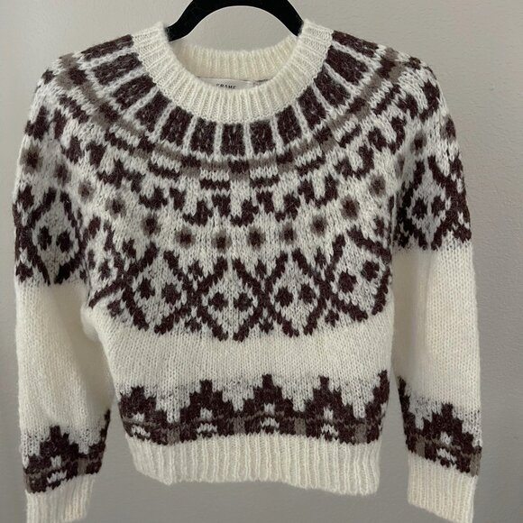 FRAME NWT WHITE ALPACA FAIR ISLE SWEATER SIZE L - Picture 2 of 14